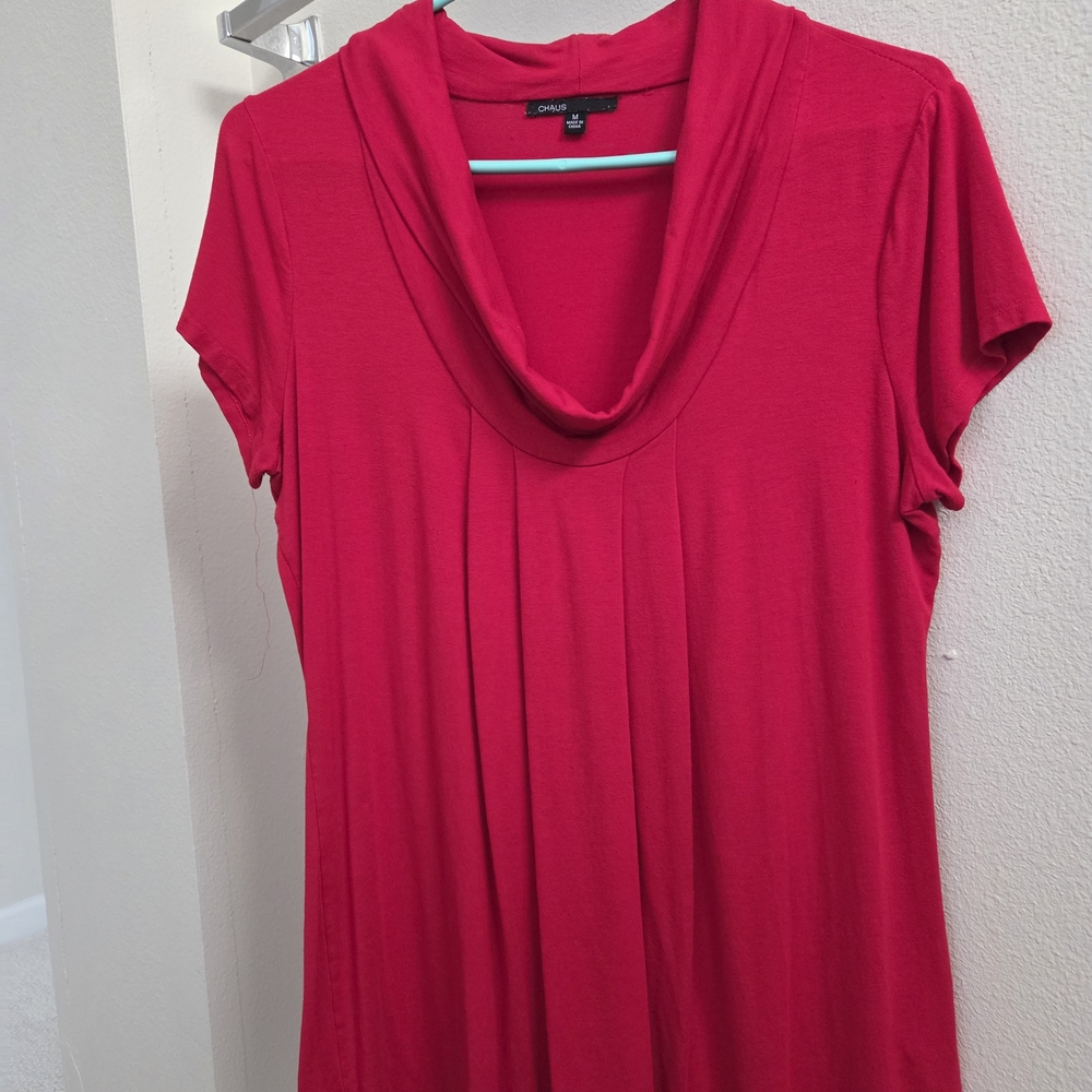 Chaus Vibrant Red Cowl Neck Tunic